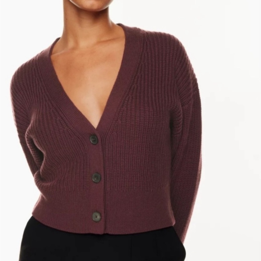 Babaton Deep Purple Button-Up Cardigan